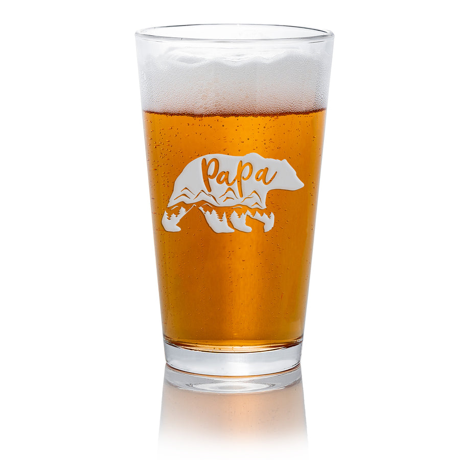 Papa Bear Wilderness Pint Beer Glass