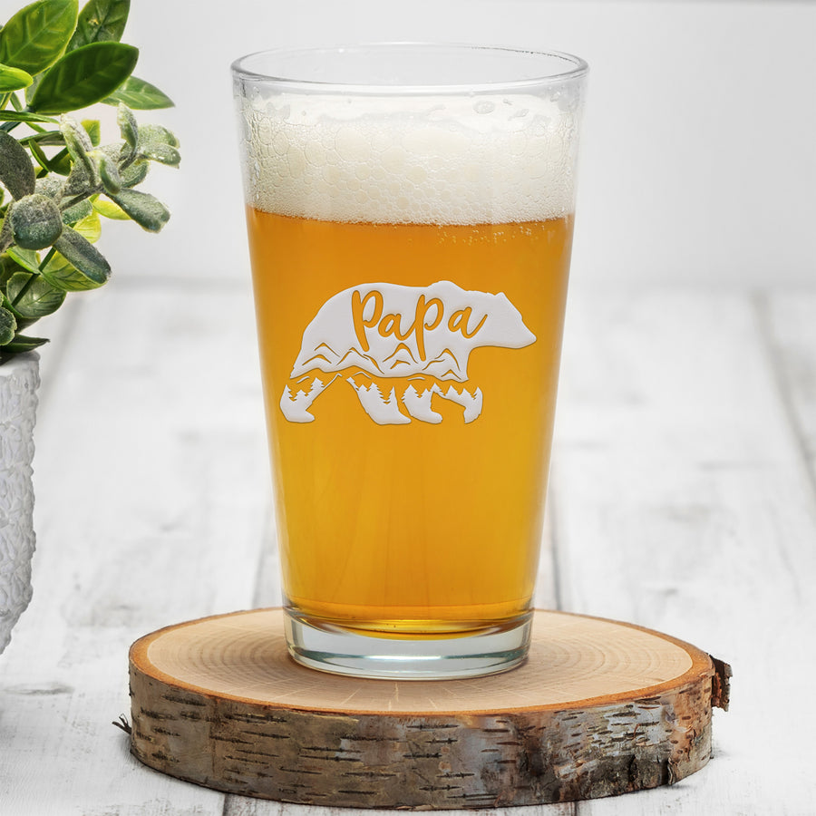 Papa Bear Wilderness Pint Beer Glass