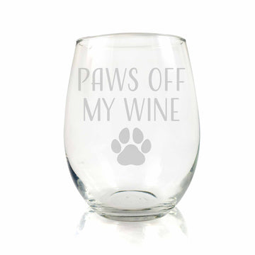 Paws Off My Wine Dog Mom Stemless Wine Glass