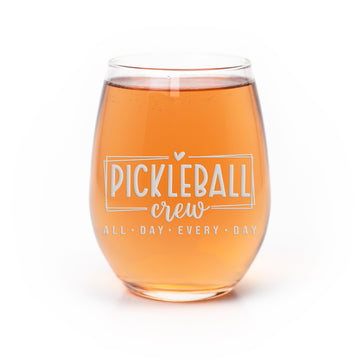 Pickleball Crew Stemless Wine Glass