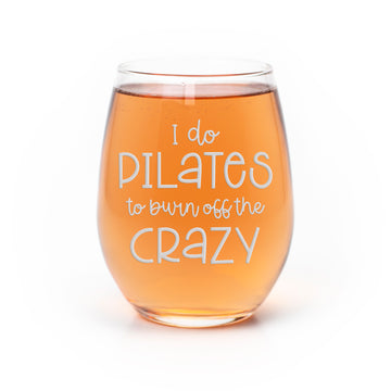 Pilates Crazy Stemless Wine Glass