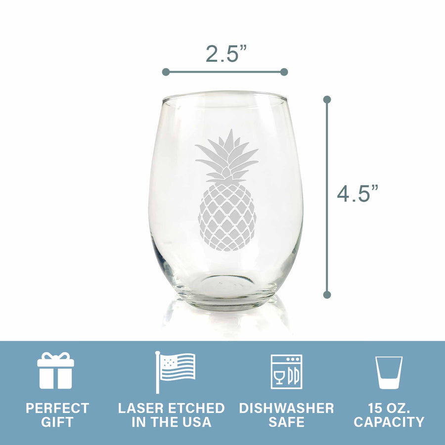 Pineapple Stemless Wine Glass