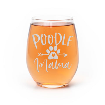 Poodle Mama Arrow Stemless Wine Glass