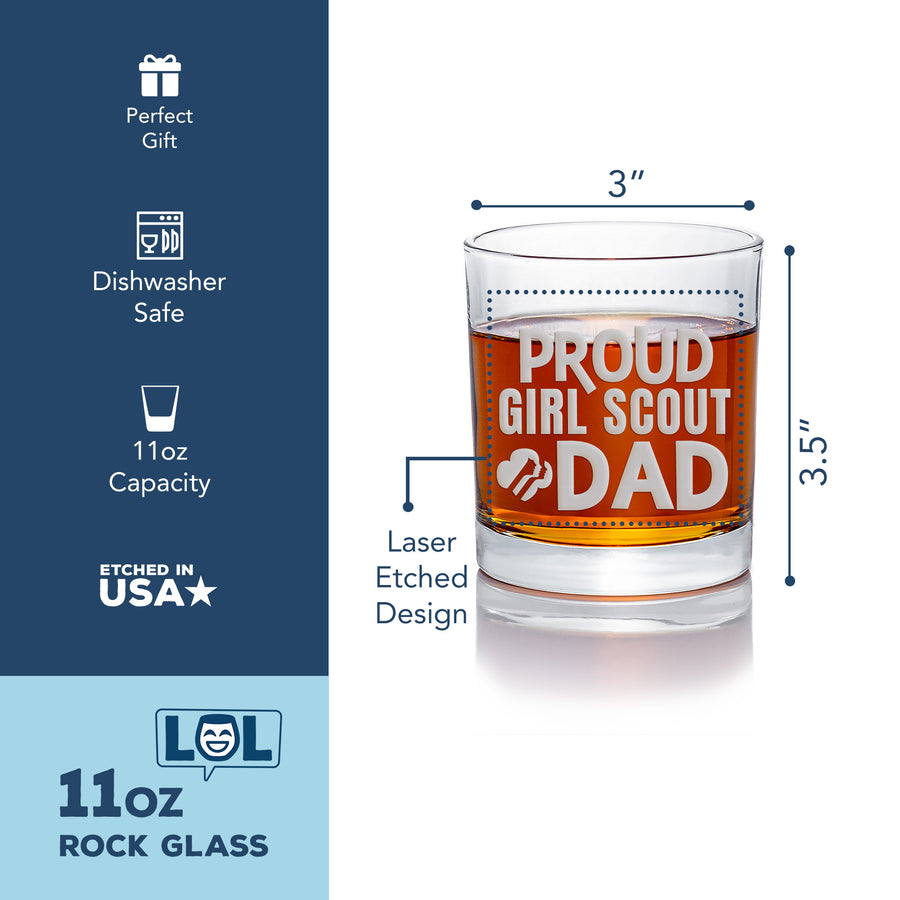 Proud Girl Scout Dad Round Rocks Glass