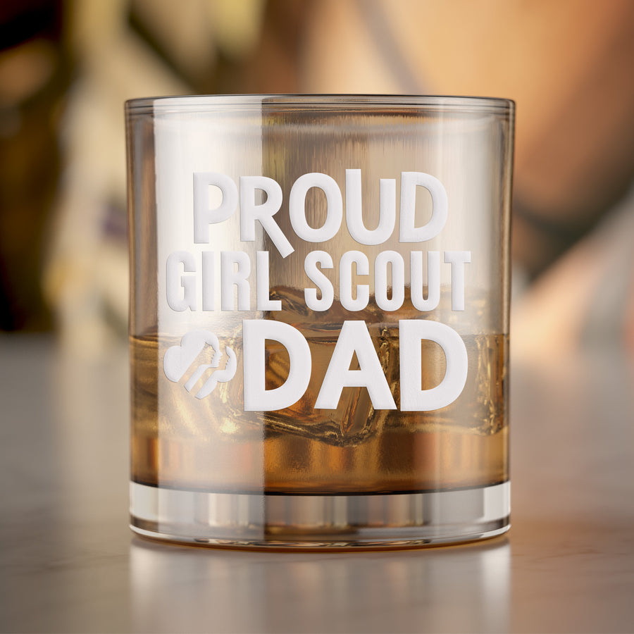 Proud Girl Scout Dad Round Rocks Glass