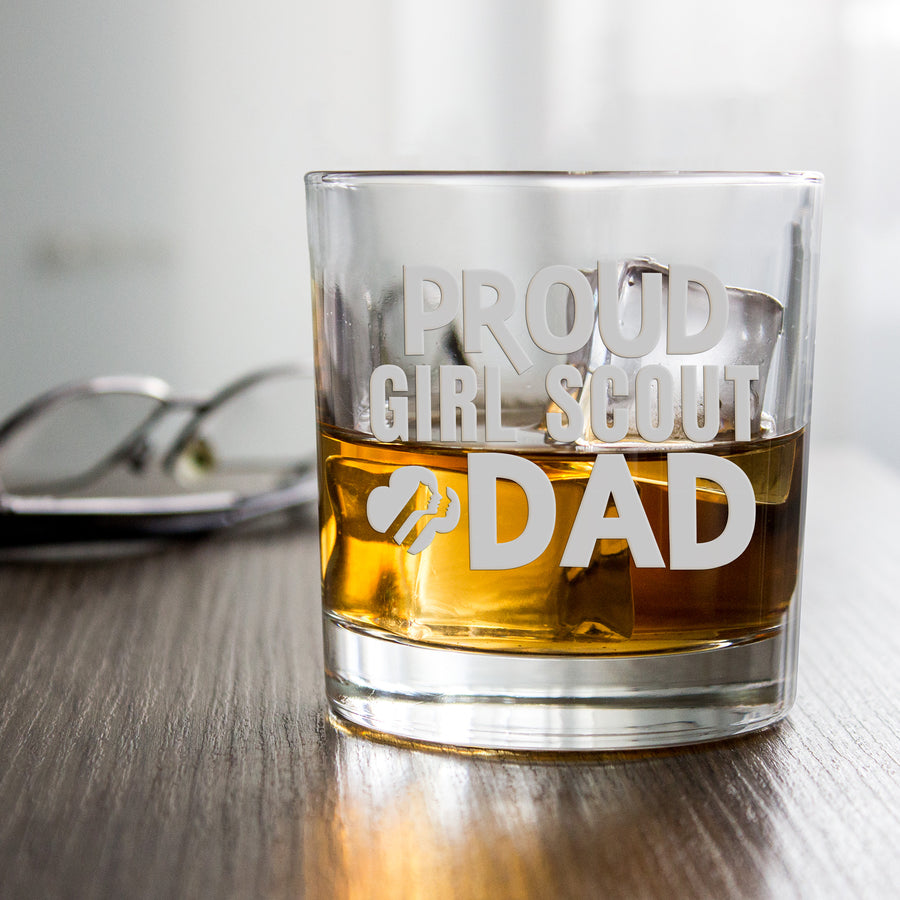 Proud Girl Scout Dad Round Rocks Glass