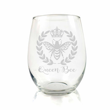 Queen Bee Stemless Wine Glass