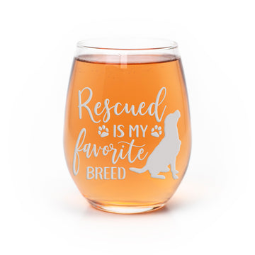 Rescued Favorite Breed Stemless Wine Glass