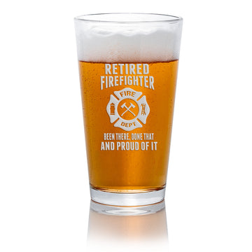 Retired Firefighter Pint Beer Glass