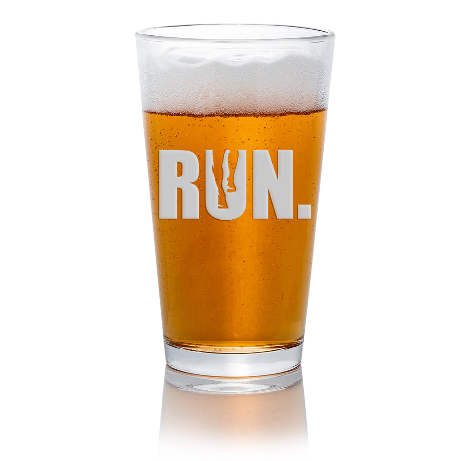 Run Word Pint Beer Glass