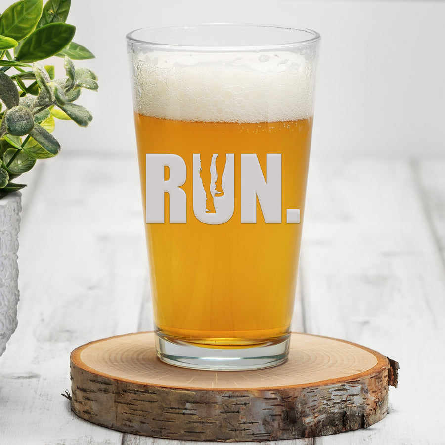 Run Word Pint Beer Glass