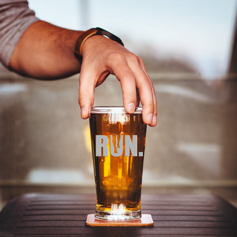 Run Word Pint Beer Glass