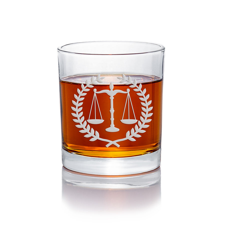 Scales Of Justice Legal Round Rocks Glass