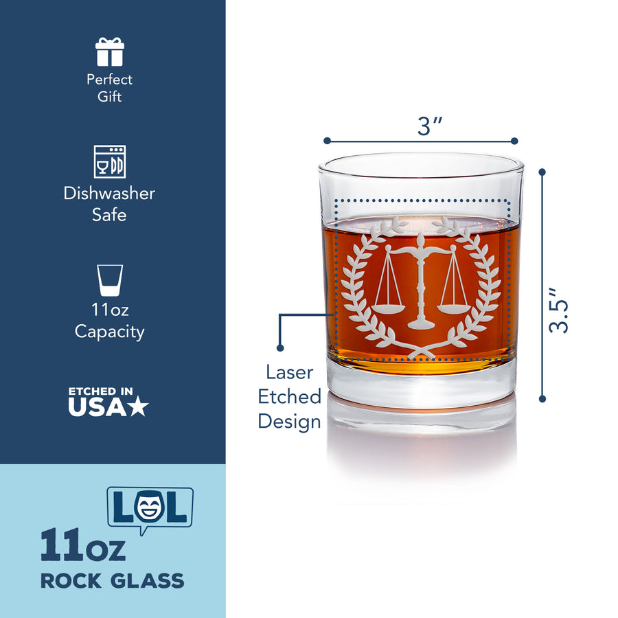 Scales Of Justice Legal Round Rocks Glass