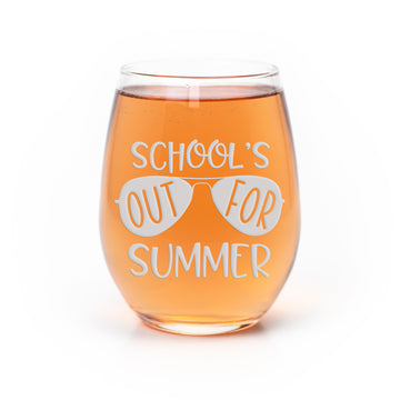 Schools Out Summer Stemless Wine Glass