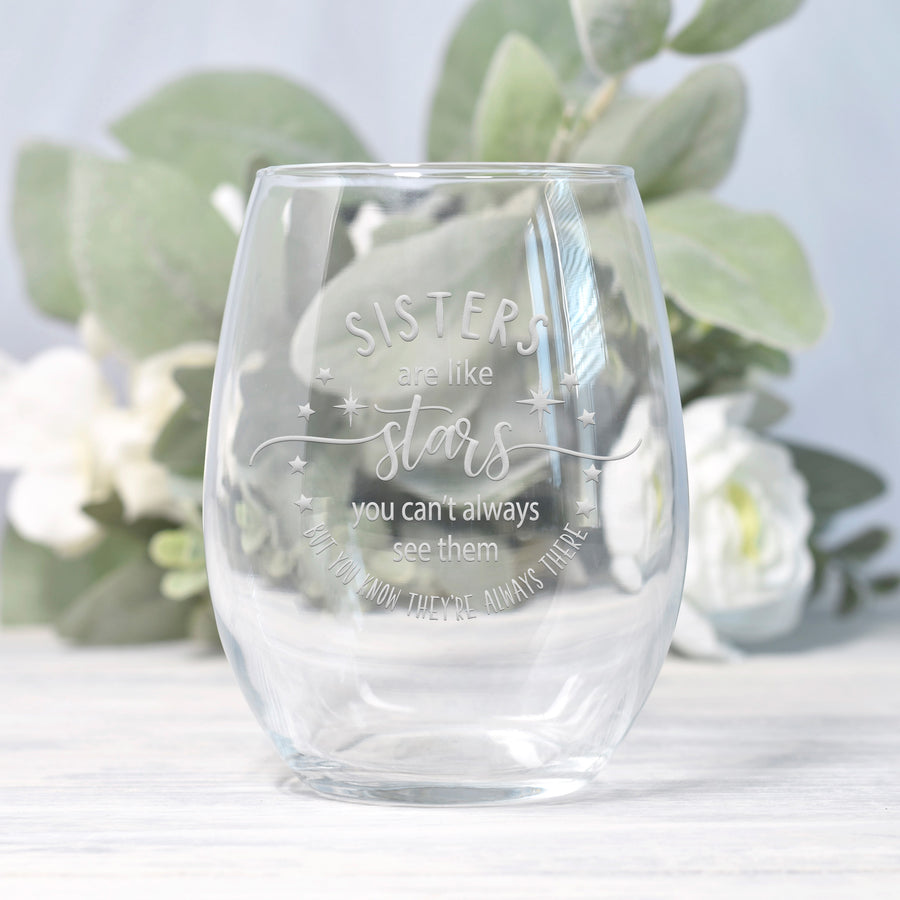 Sisters Are Like Stars Stemless Wine Glass