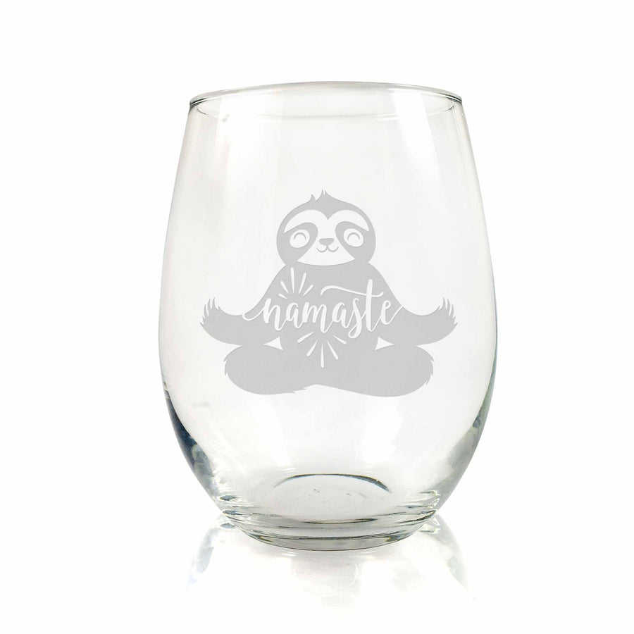 Sloth Namaste Stemless Wine Glass