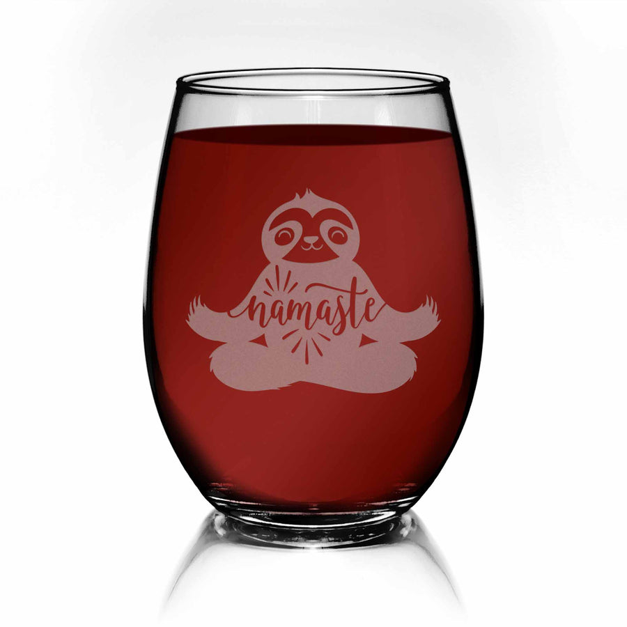 Sloth Namaste Stemless Wine Glass