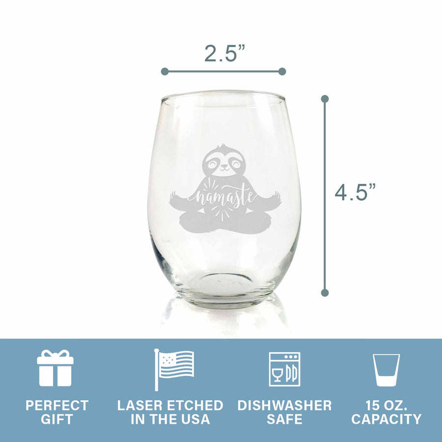 Sloth Namaste Stemless Wine Glass