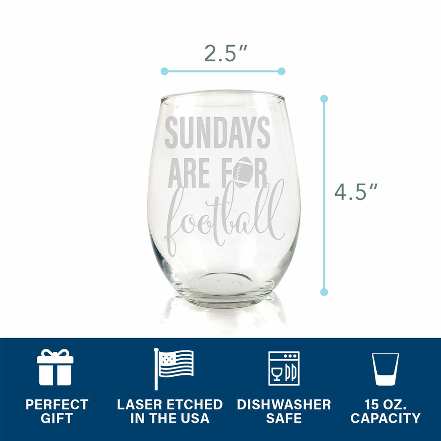 Sundays Are For Football Stemless Wine Glass
