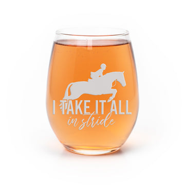 Take It In Stride Horses Stemless Wine Glass