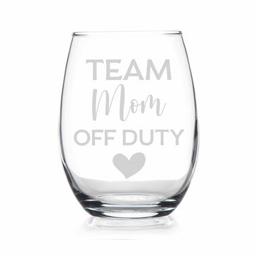 Team Mom Off Duty Stemless Wine Glass