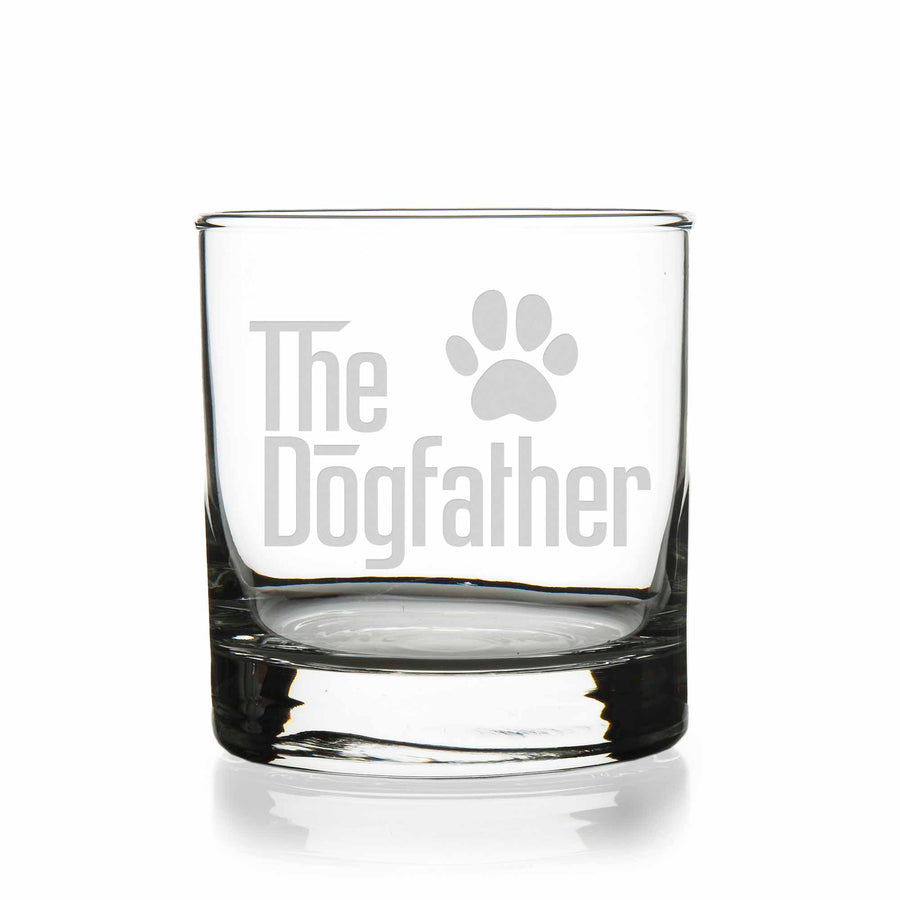 The Dogfather Dog Dad Dog Lover Round Rocks Glass