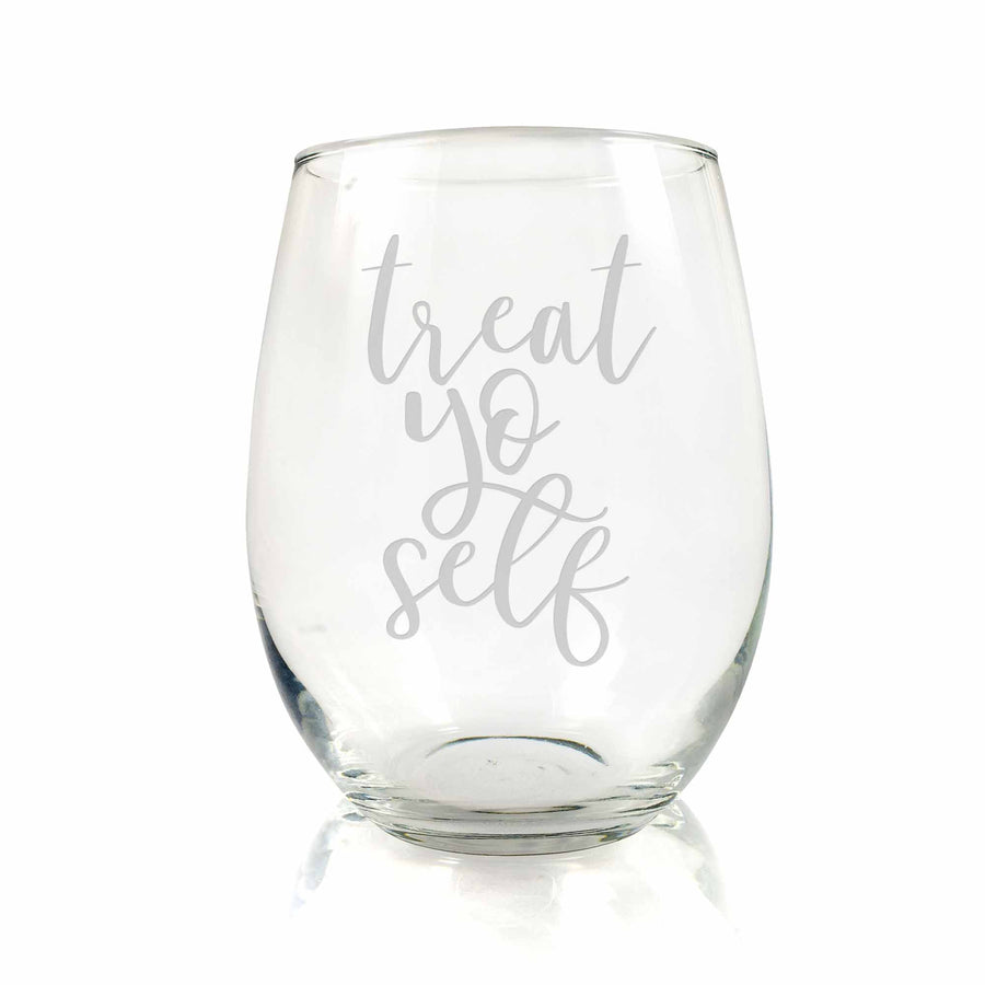 Treat Yo Self Cut Stemless Wine Glass