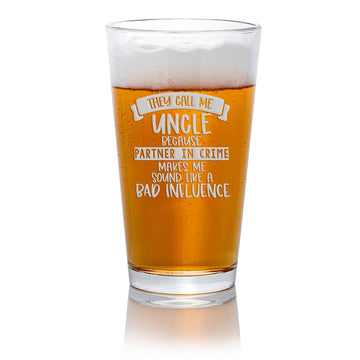 Uncle Partner In Crime Pint Beer Glass