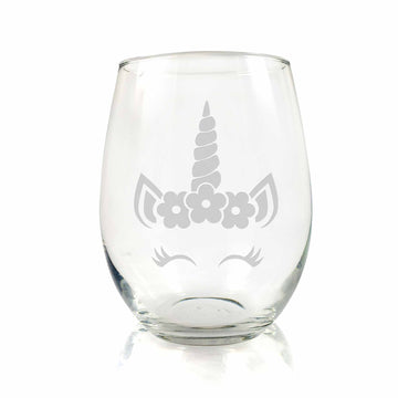 Unicorn Eye Lashes Stemless Wine Glass