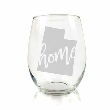 Utah State Stemless Wine Glass