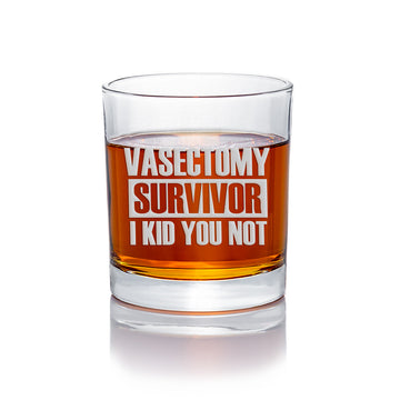 Vasectomy Survivor Round Rocks Glass