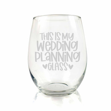 Wedding Planning Glass With Hearts Stemless Wine Glass