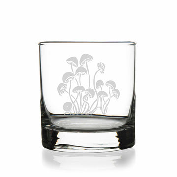 Wild Mushrooms Round Rocks Glass