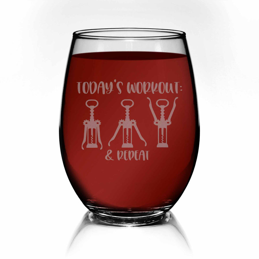 Wine Workout Fitness Running Personal Trainer Stemless Wine Glass