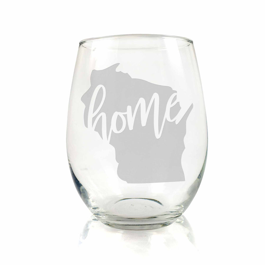 Wisconsin State Stemless Wine Glass