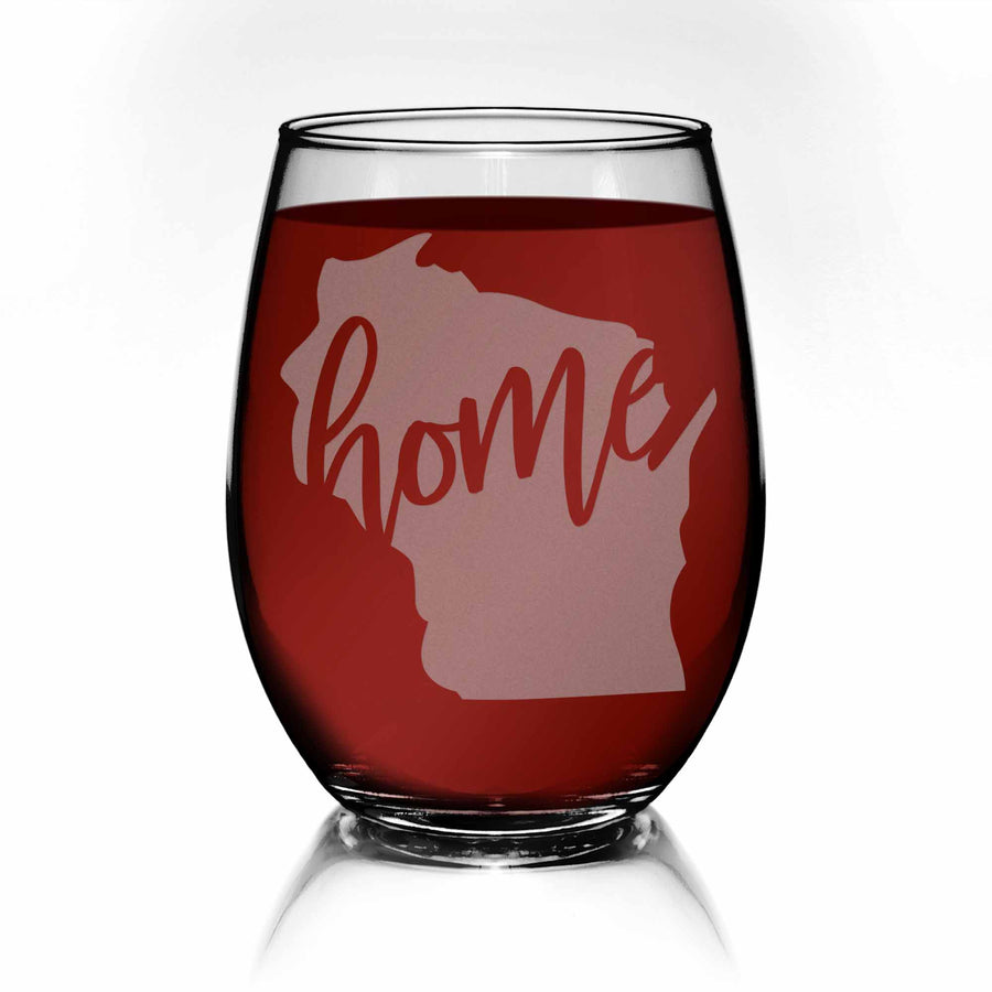 Wisconsin State Stemless Wine Glass