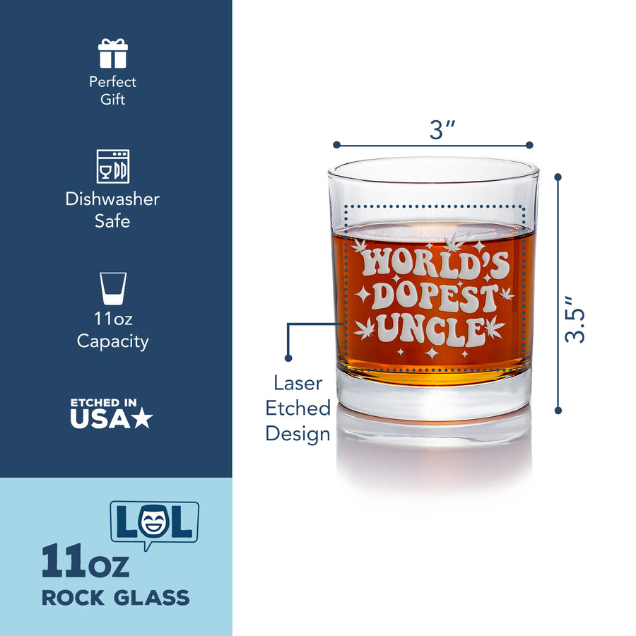 Worlds Dopest Uncle Round Rocks Glass