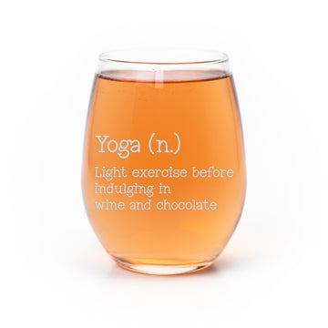 Yoga Definition Stemless Wine Glass